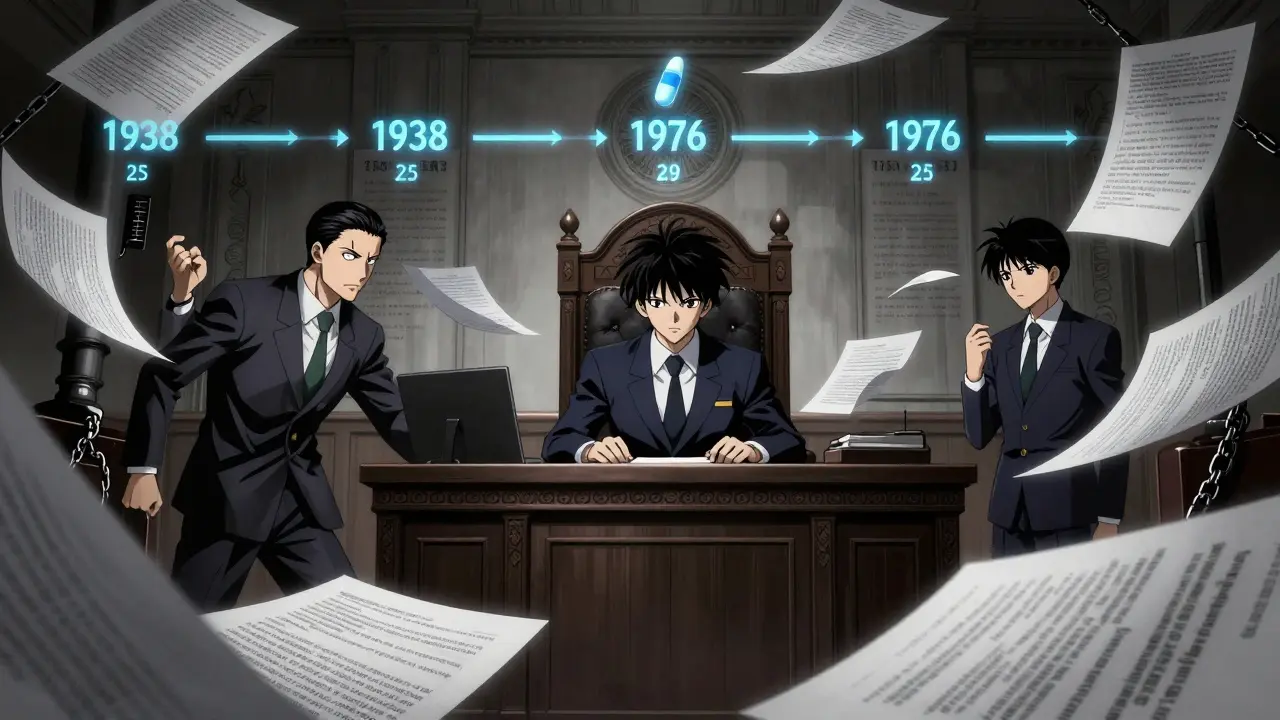 Courtroom scene depicting legal authority over drug recalls