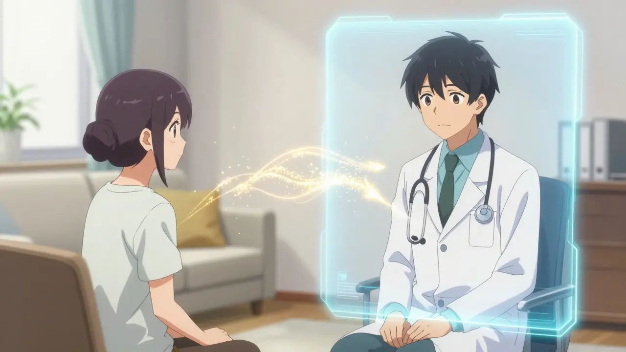 Doctor and patient connected via secure digital telehealth platform