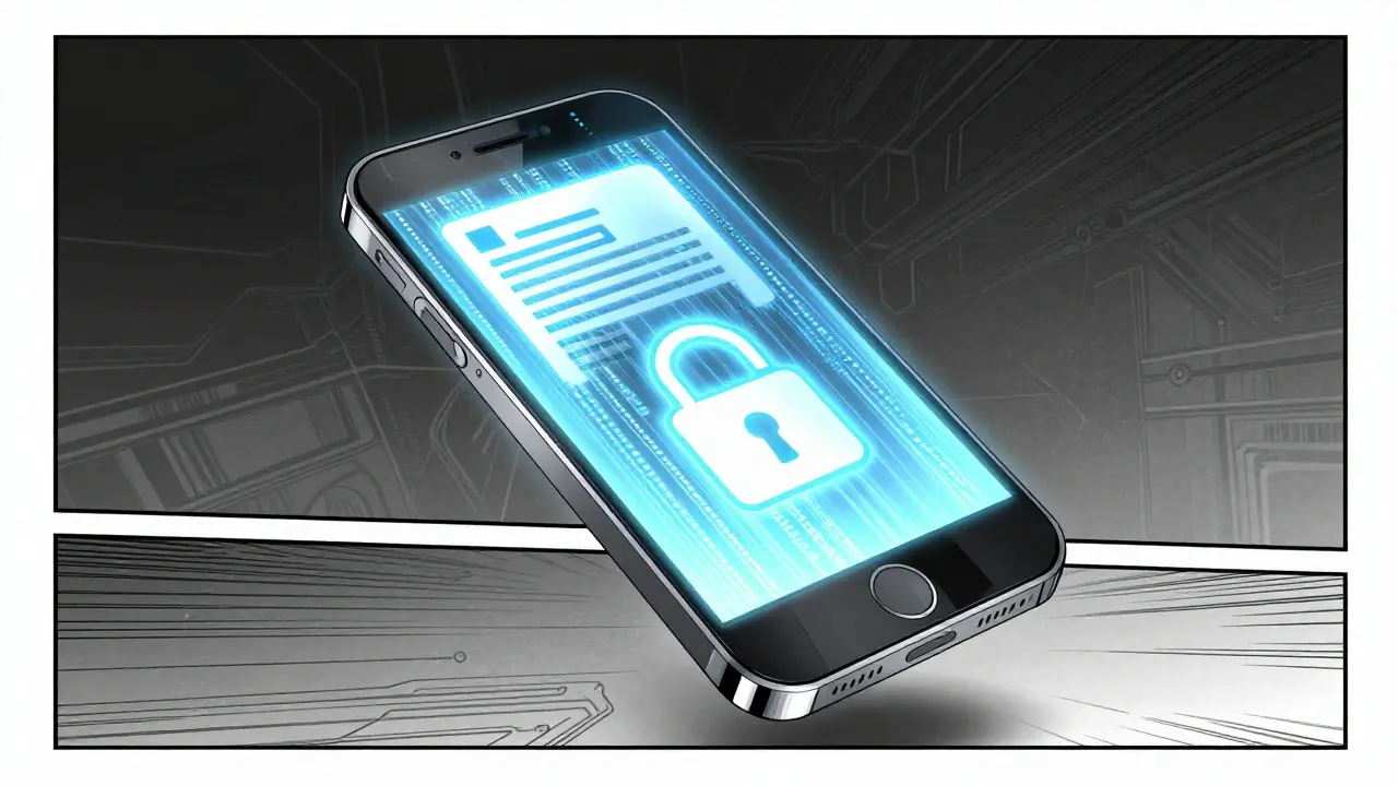 Smartphone glowing with secure prescription data