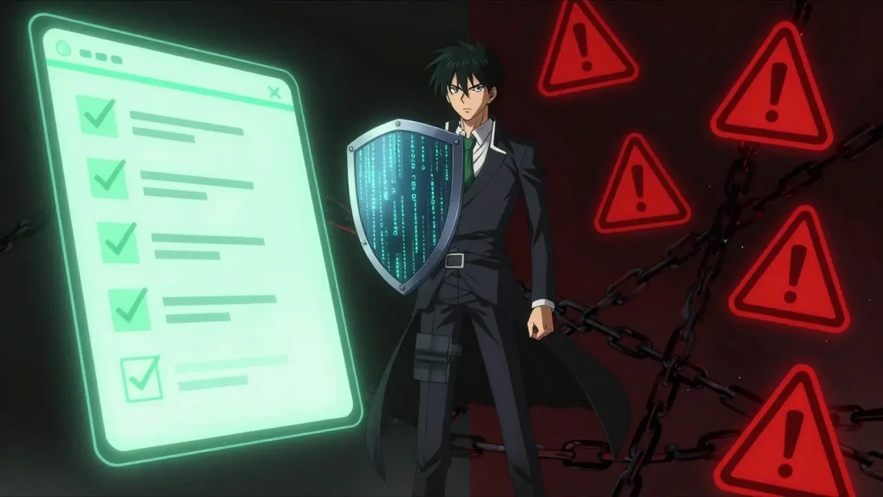 Split scene of safe vs risky online prescribing in anime style
